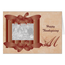 Thanksgiving Photo Monogram M Template Card