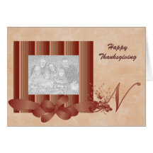 Thanksgiving Photo Monogram N Template Greeting Cards