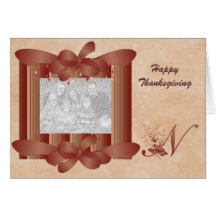Thanksgiving Photo Monogram N Template Greeting Card