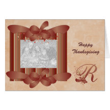 Thanksgiving Photo Monogram R Template Card