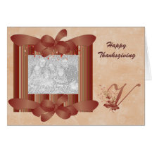 Thanksgiving Photo Monogram V Template Greeting Card