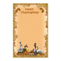 Thanksgiving Pilgrim and Indian Ducks Stationery