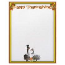 Thanksgiving Pilgrim Ducks Letterhead Template