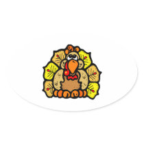 Thanksgiving Turkey Oval Stickers