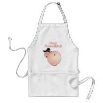 "Thankspigging" Funny Cartoon Pig Thanksgiving Apron