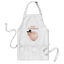 "Thankspigging" Funny Cartoon Pig Thanksgiving Apron
