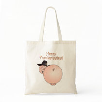 "Thankspigging" Funny Cartoon Pig Thanksgiving Tote Bags