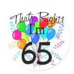 That's Right I'm 65 - Birthday stickers