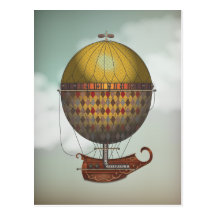 The Airship Nautisme Steampunk Flying Machine Postcards