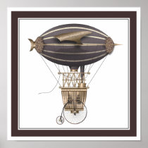 The Airship Penny Farthing Fantasy Flying Machine Print