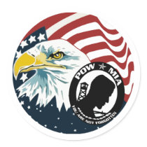 The American Eagle POW-MIA Round Stickers