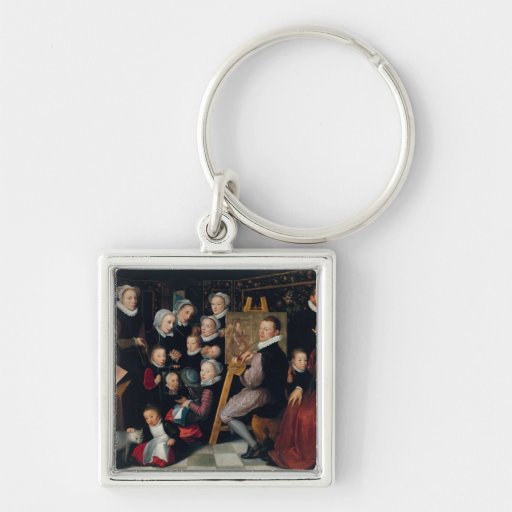 The Artist Painting, Surrounded by his Family Key Chain