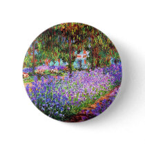 The Artist's Garden at Giverny, Claude Monet Pinback Buttons