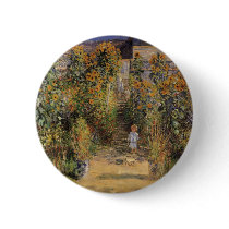 The Artist's Garden at Vetheuil by Claude Monet Pinback Button