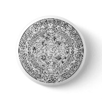 The Aztec Sun Calendar Circular Stone Design Pinback Buttons