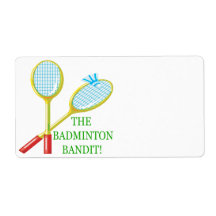 The Badminton Bandit Personalized Shipping Label