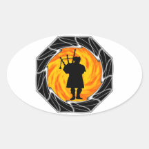 THE BAGPIPES SILHOUETTE OVAL STICKER
