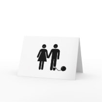 The "Ball and Chained" groom Greeting Card