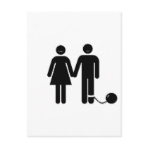 The "Ball and Chained" groom Post Card