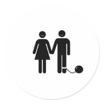 The "Ball and Chained" groom Round Stickers