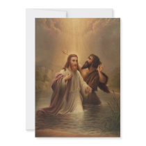 The Baptism of Christ by James Fuller Queen 1873 Custom Announcements