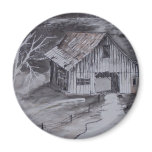THE BARN folk art country painting drawing magnets