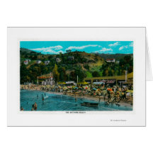 The Bathing Beach at Avalon, Catalina Island Greeting Card
