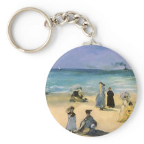 The Beach at Boulogne by Edouard Manet Key Chains