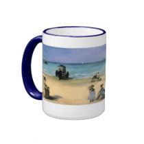 The Beach at Boulogne by Edouard Manet Mugs