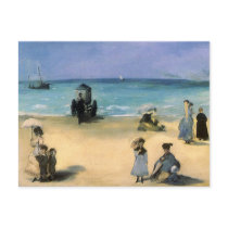 The Beach at Boulogne by Edouard Manet Postcards