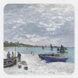 The Beach at Sainte-Adresse - Claude Monet Square Sticker