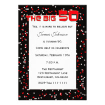 "The BIG 50" 50th Birthday Invitation on Black invitations