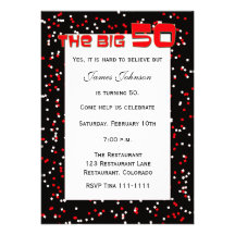 "The BIG 50" 50th Birthday Invitation on Black