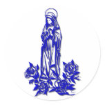 The Blessed Virgin Mary ( with blue roses ) Stickers
