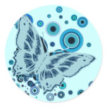 The Blue Butterfly Round Stickers