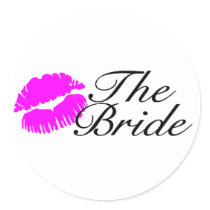 The Bride Pink Lips Kiss Round Sticker