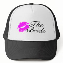 The Bride Wedding Pink Lips Mesh Hats
