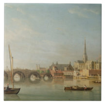 The Building of Westminster Bridge with an imagina Ceramic Tile