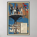The Canadian Navy Wants Men Vintage WW2 Print