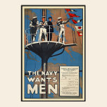 The Canadian Navy Wants Men Vintage WW2 posters