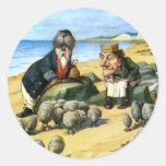 The Carpenter and the Walrus Consider Oysters Round Stickers