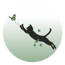 The Cat and the Butterfly Round Sticker