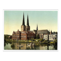 The cathedral and museum, Lubeck, Germany rare Pho Post Cards