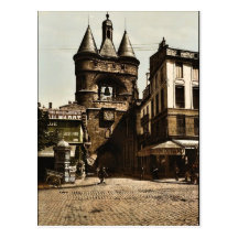 The clock gate, Bordeaux, France vintage Photochro Post Card