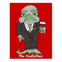 The Codfather Cartoon Fish Custom Postcard