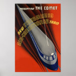 The Comety Vintage Poster Train Print