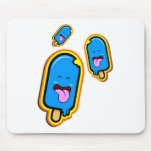 The Cool Sweet Stuff - blue happy ice cream design Mousepad