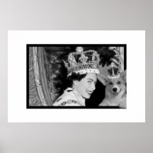 The Coronation of Elizabeth II and her Corgi Print