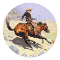 The Cowboy by Remington, Vintage American West Round Sticker
