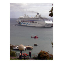 The cruise ship AIDAblu in the harbour of Funchal, Postcard